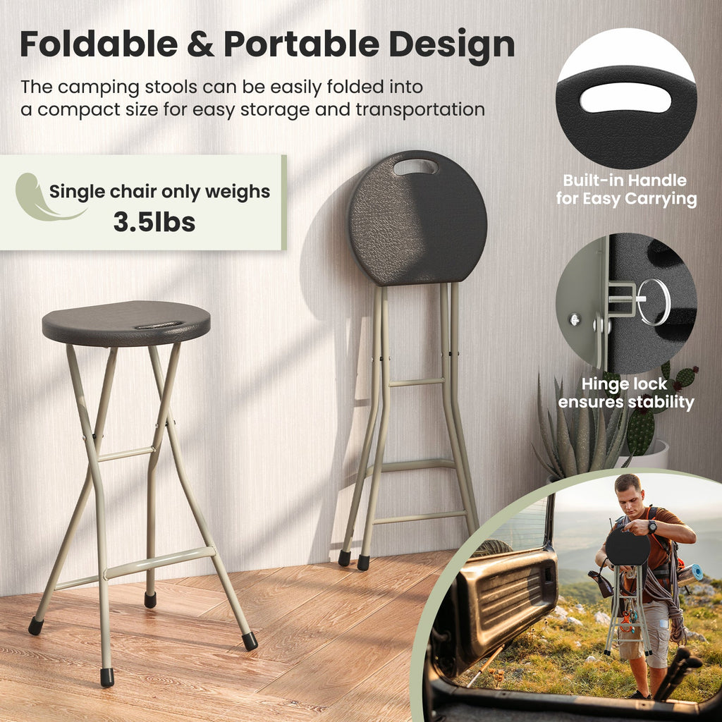 28 Inch Portable Folding Stools with 330lbs Limited Sturdy Frame