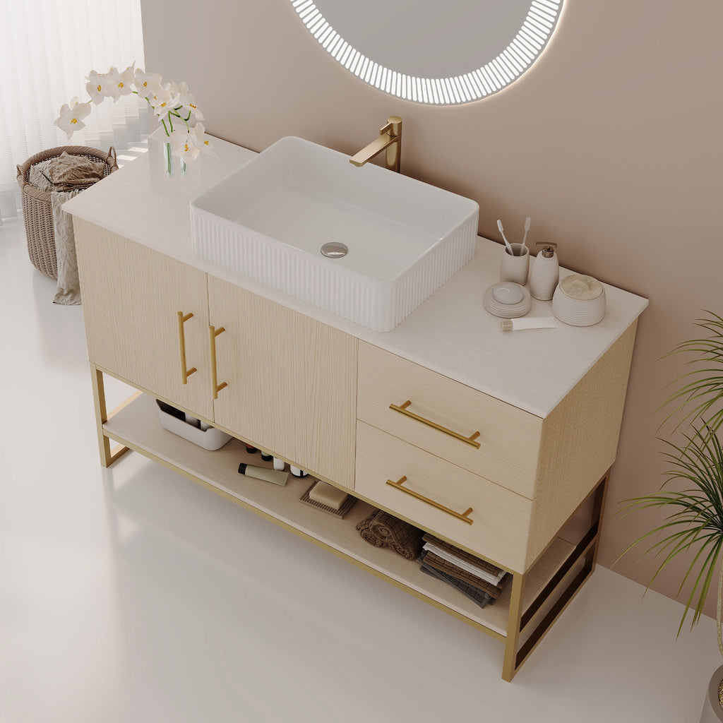 Modern Bathroom Vanity with Ceramic Vessel Sink