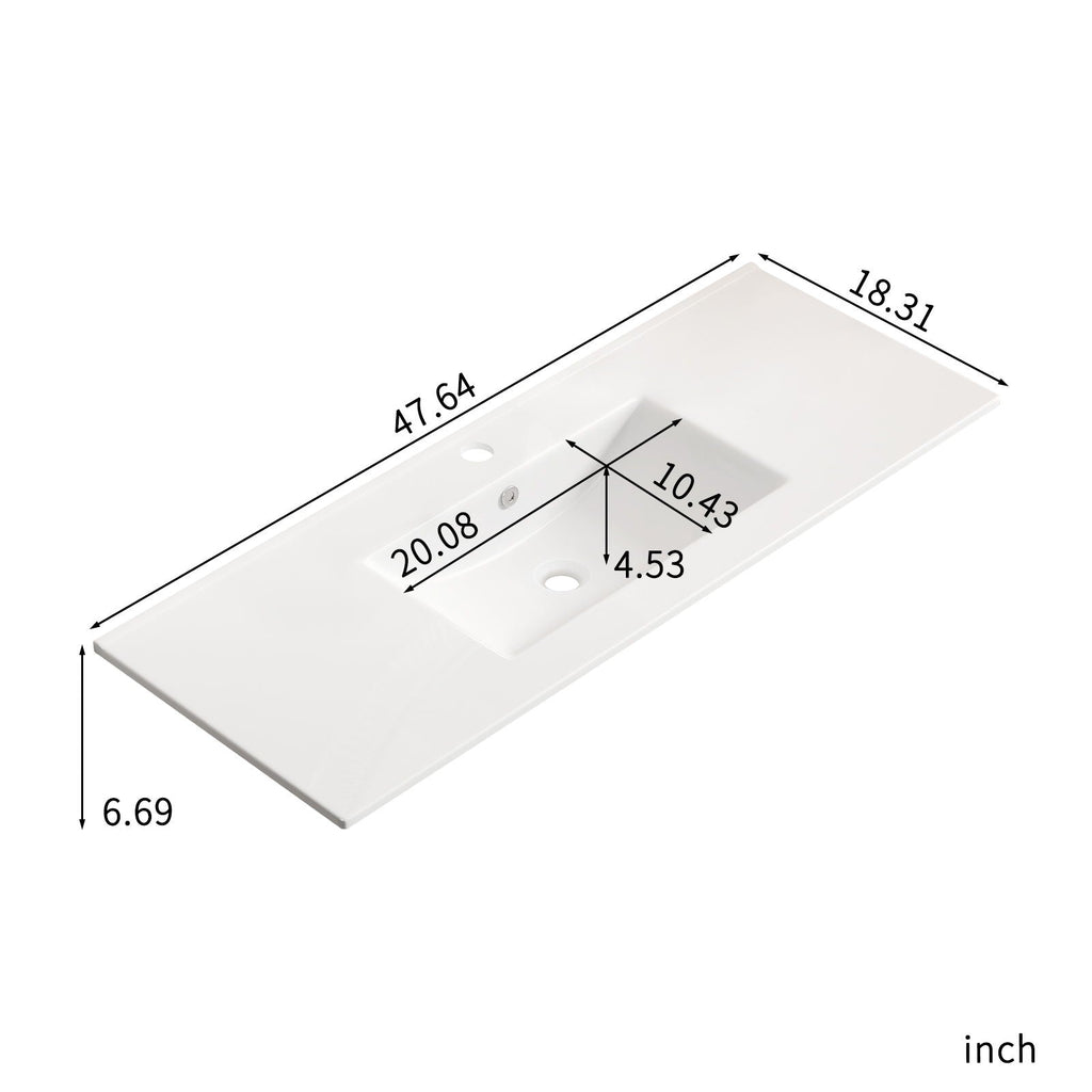 Milk White Bathroom Sink Vanity Top with Thin-Edge Design - 47.64" Wide