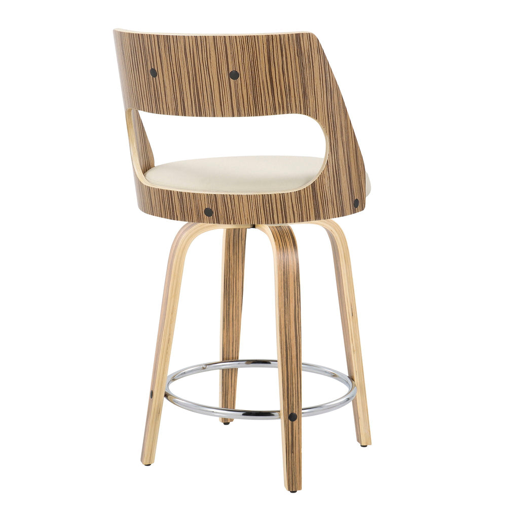 Cecina - Mid-Century Modern Fixed Height Counter Stool with Swivel