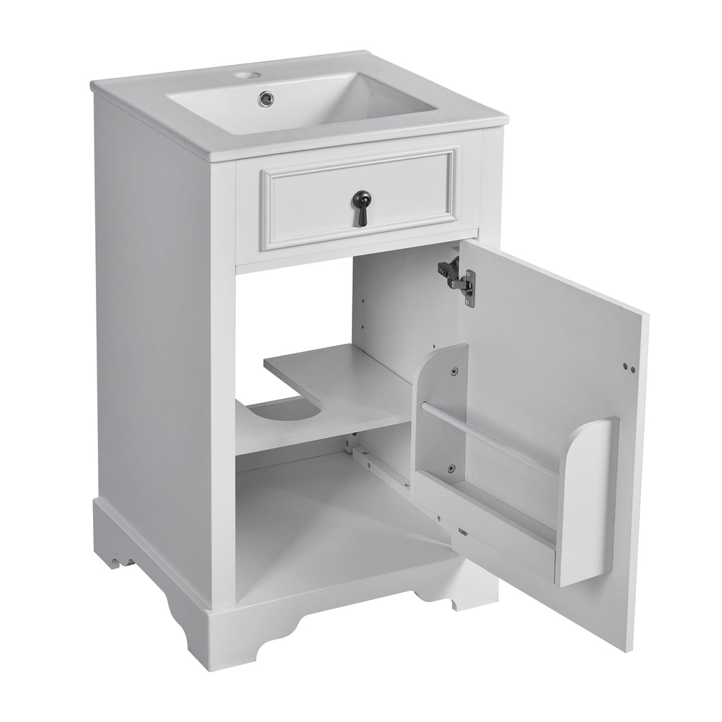 Elegant Bathroom Vanity with Ceramic Sink and Soft-Close Door - Multiple Colors