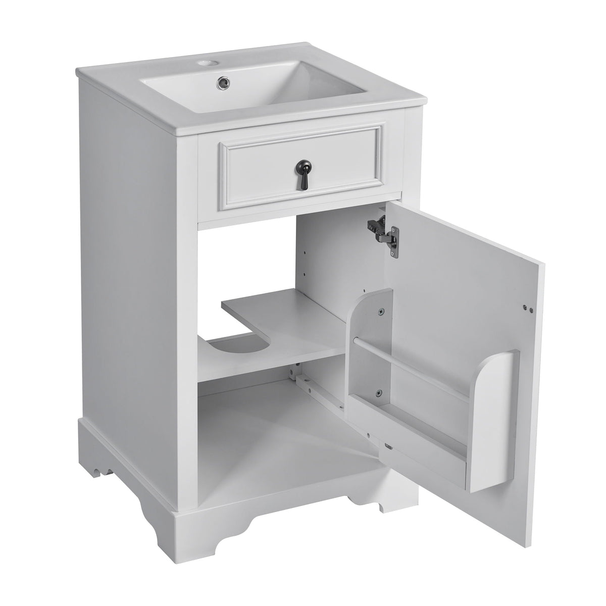 Elegant Bathroom Vanity with Ceramic Sink and Soft-Close Door - Multiple Colors