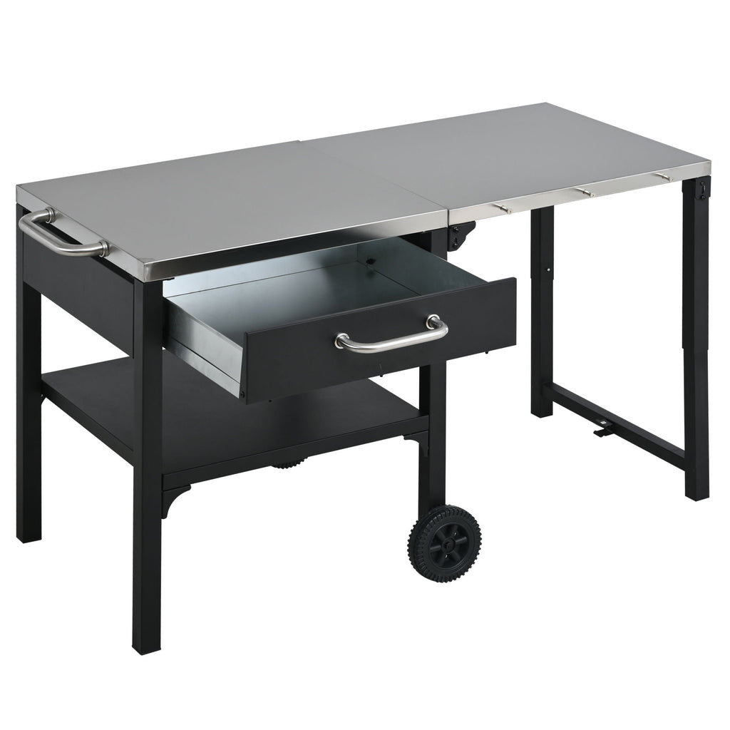 Foldable Outdoor Kitchen Cart with Storage - Black