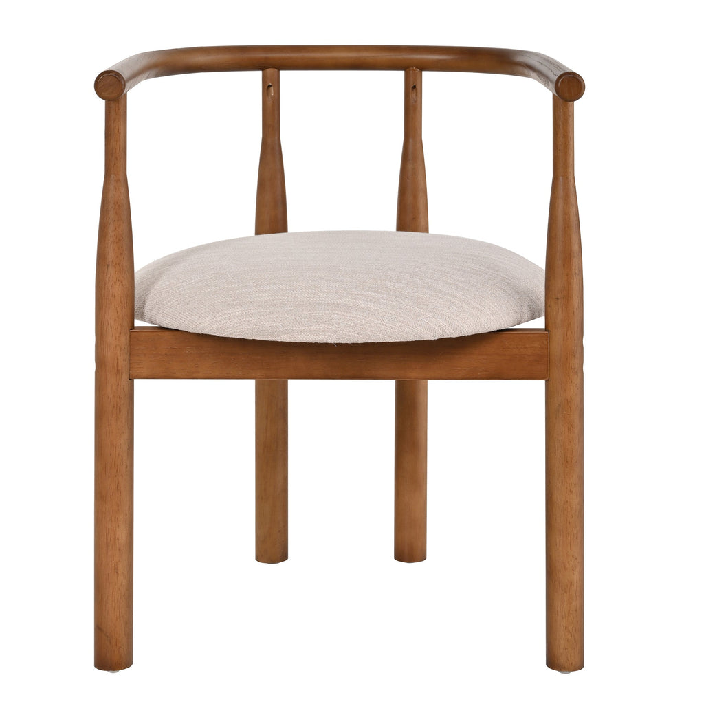 Modern Dining Chair Set of 2 with Solid Wood Legs - Beige
