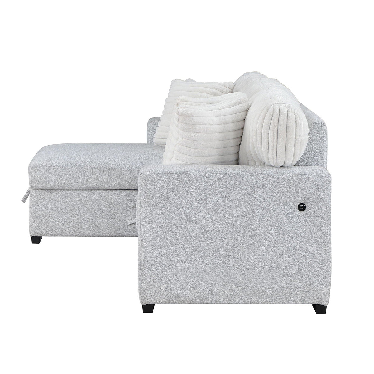 Reversible Pull Out Sofa Bed with Cup Holders - Light Gray