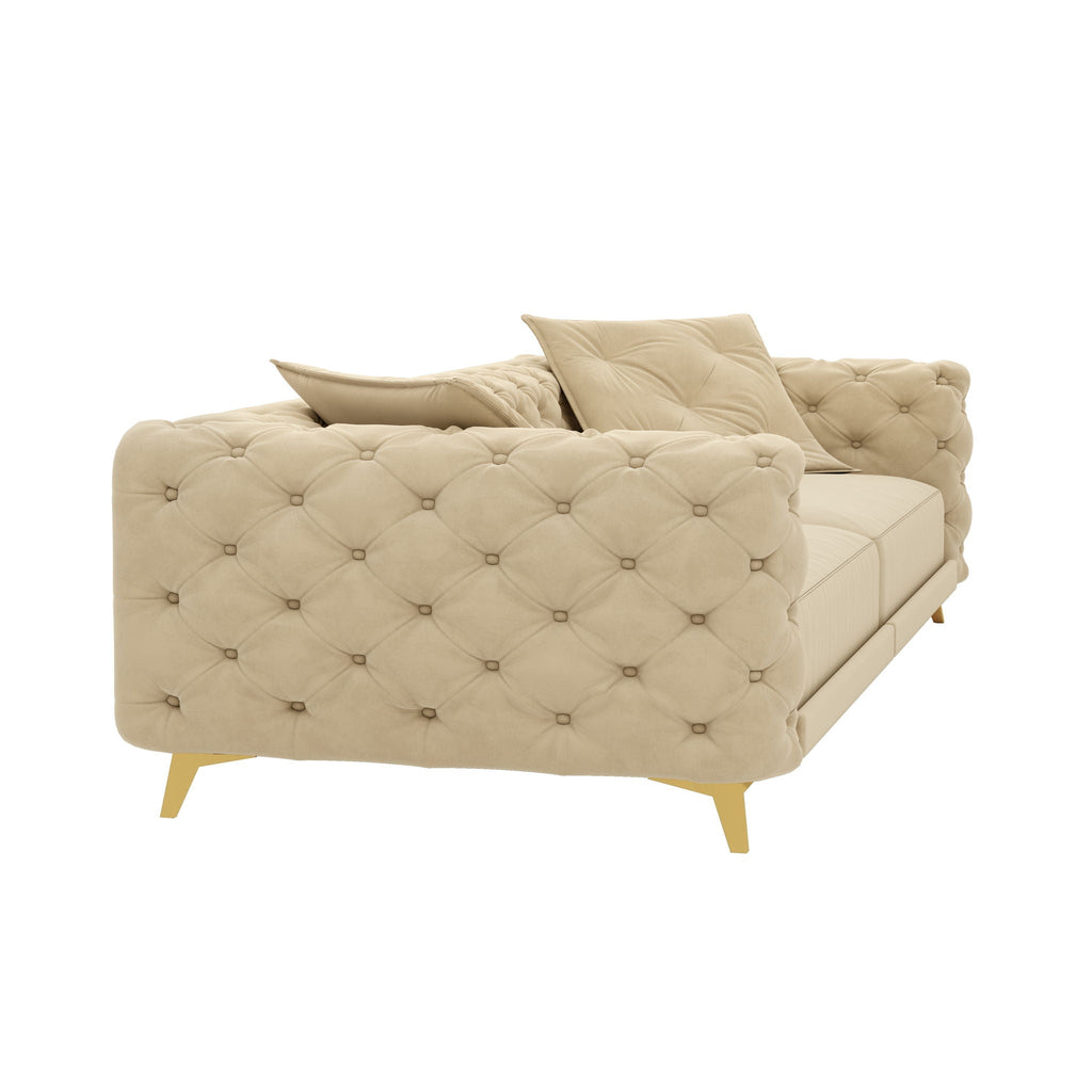 3-In-1 Convertible Sleeper Sofa Set with Deep Seat & Movable Ottoman - White, Beige, Gray