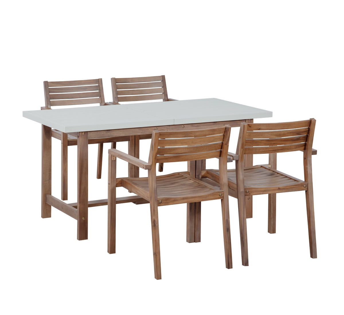 5-Piece Acacia Wood Outdoor Dining Set with Umbrella Hole
