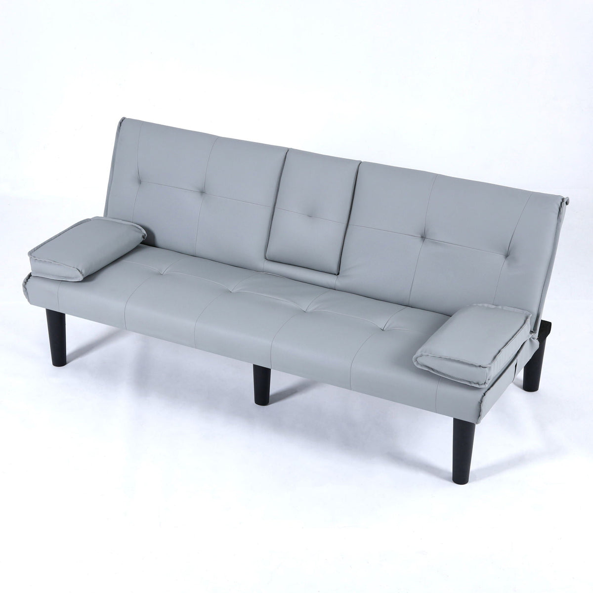Foldable Sofa Bed with Cup Holder and Solid Wood Frame - Multiple Colors