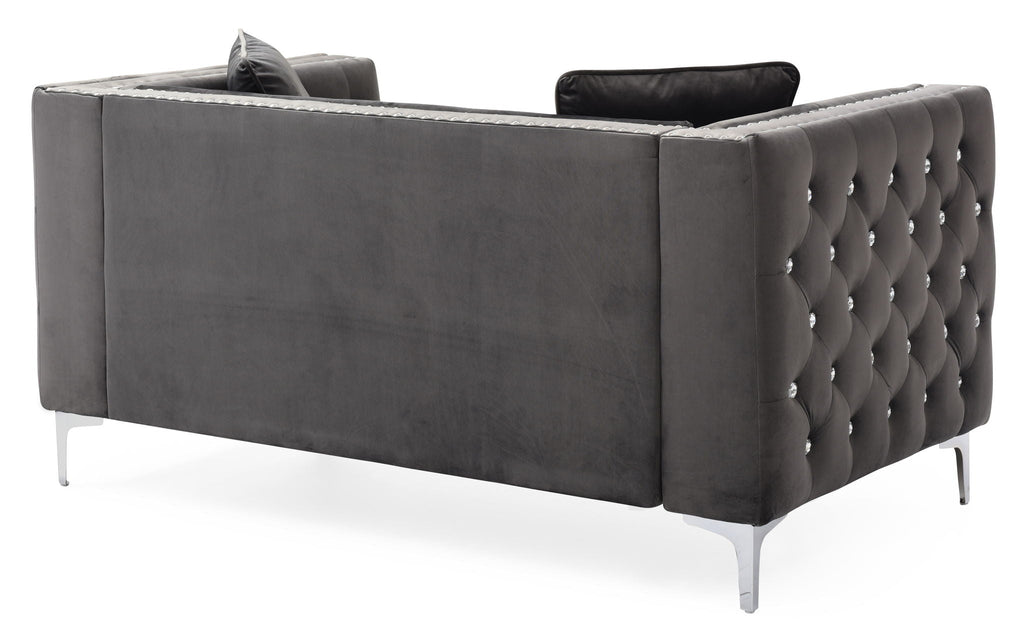 Elegant Track Arm Loveseat with Tufted Micro Suede - Multiple Colors