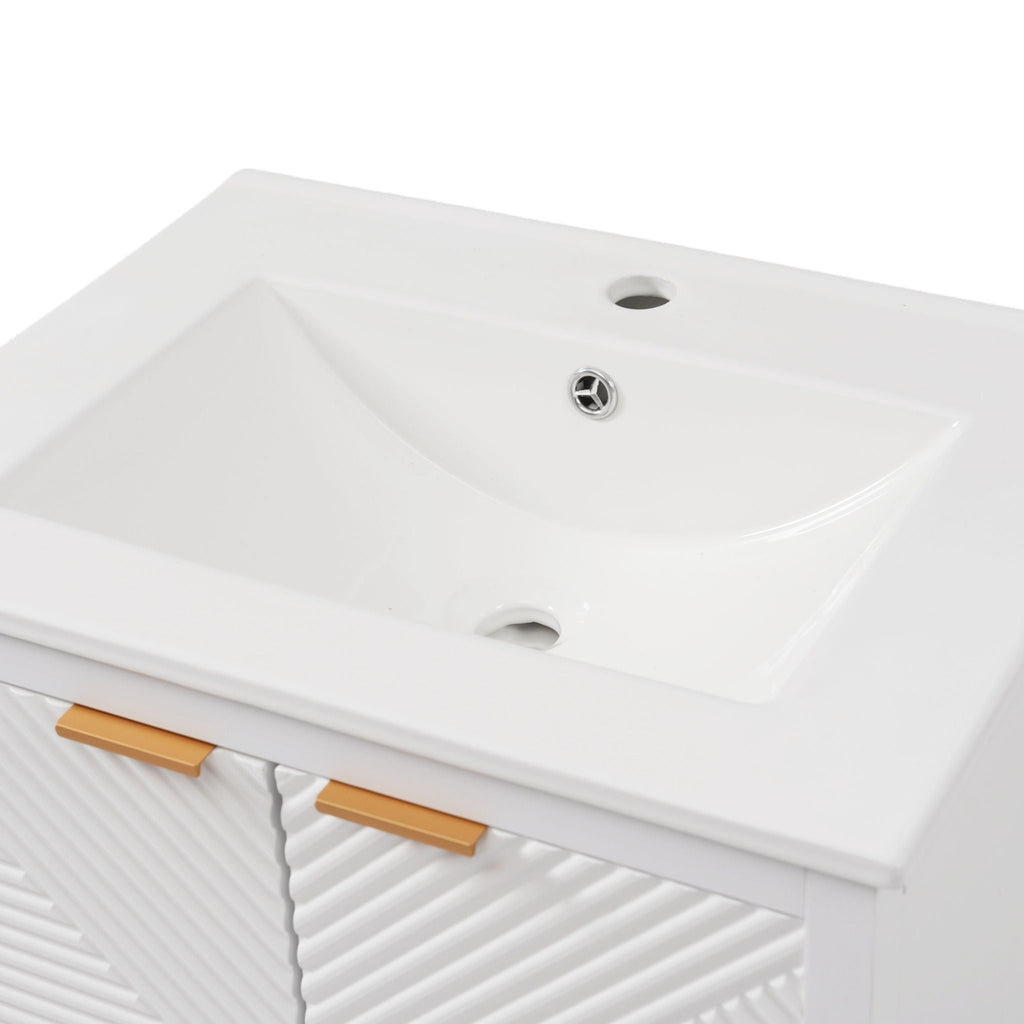 Modern Bathroom Vanity with Sink Combo – Compact Storage - Dark Brown or White