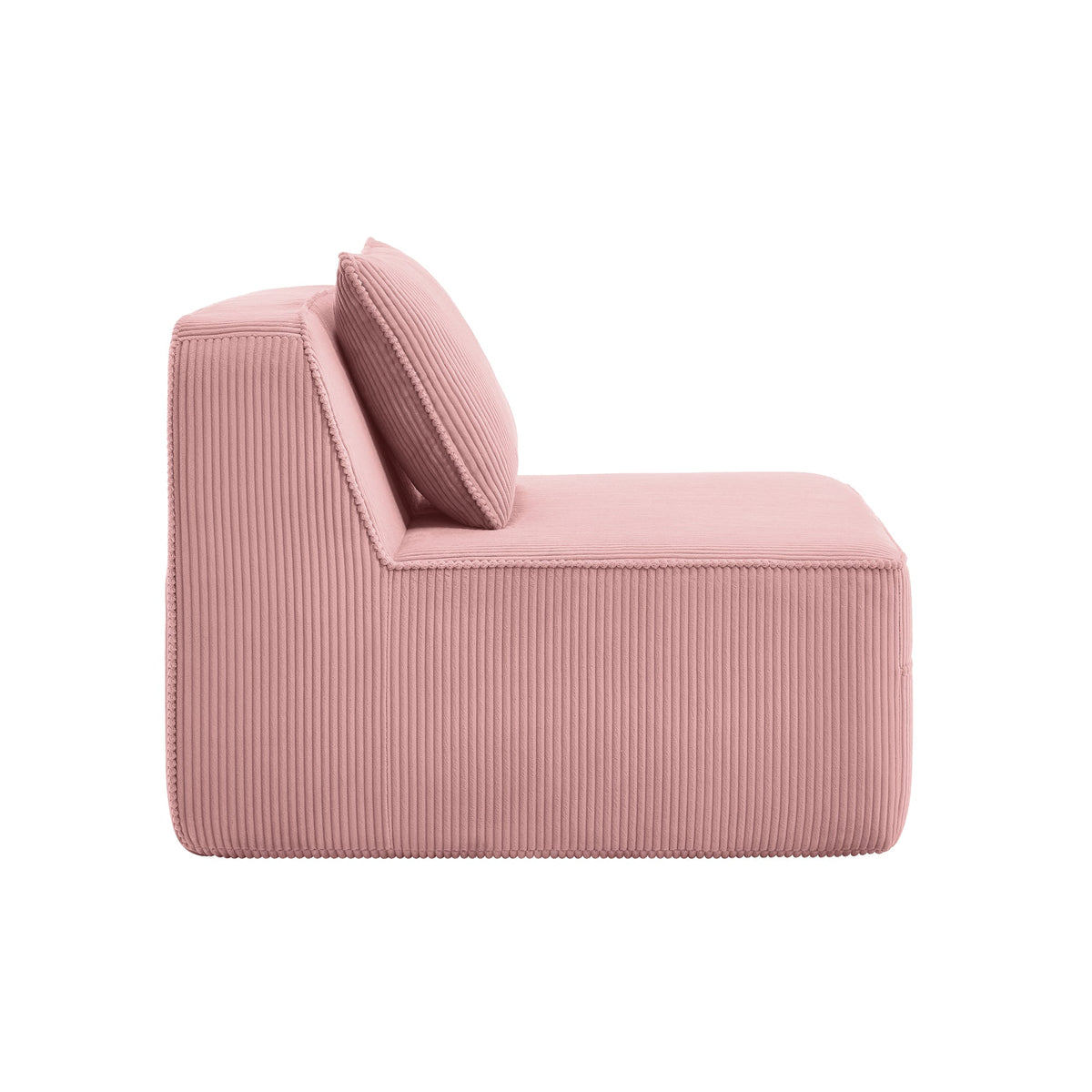 Armless Corduroy Sofa With Pillow - Pink