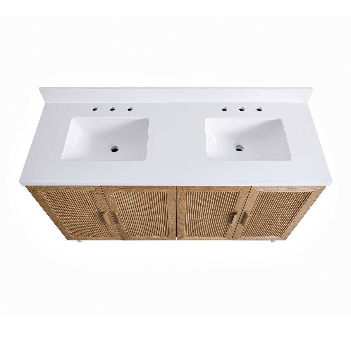 60'' Light Coffee Single Sink Bathroom Vanity with Marble Top - Solid Wood
