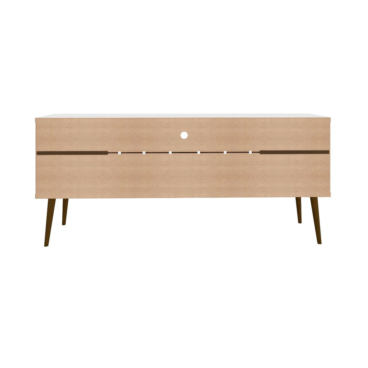 Mid-Century Modern TV Stand with Solid Wood Splayed Legs - White or Black