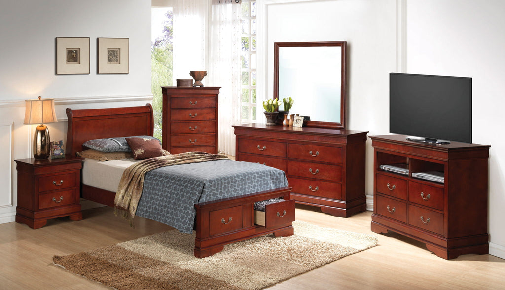 Upholstered Panel Sleigh Storage Bed with Dove Tail Drawers - Multiple Colors