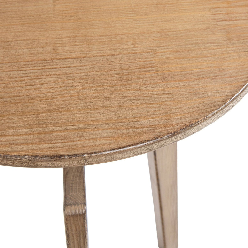 Antique Brown Round Side Table with Reclaimed Pine - Carmel