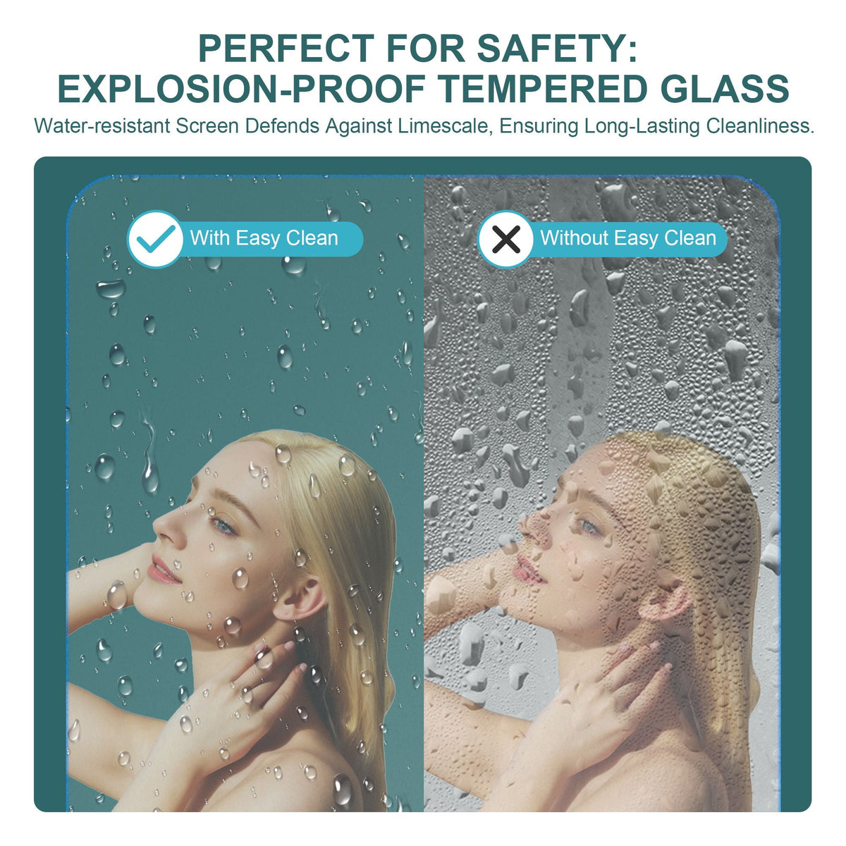 Fold Frameless Shower Door with Tempered Glass - Bi-Fold Modern Design