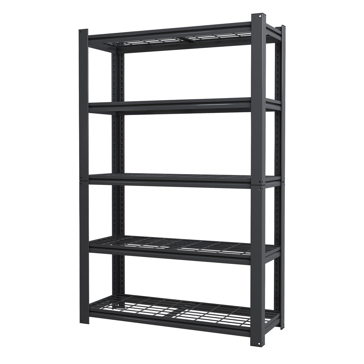Heavy Duty 5 Tier Adjustable Metal Mesh Storage Rack with 2000 Lbs Capacity - Brushed Nickel