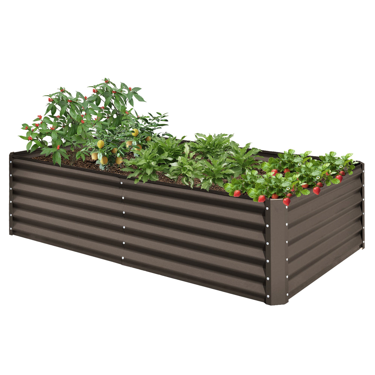 Galvanized Raised Garden Bed with Durable Metal Construction - Brown or Dark Gray