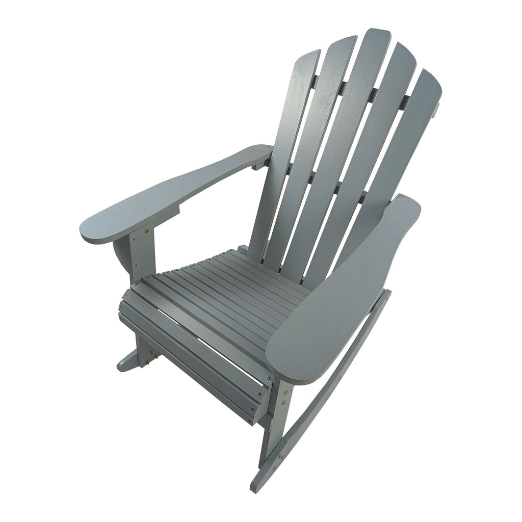 Reclining Outdoor Rocking Adirondack Chair with Populus Wood Construction - Red or Dark Gray