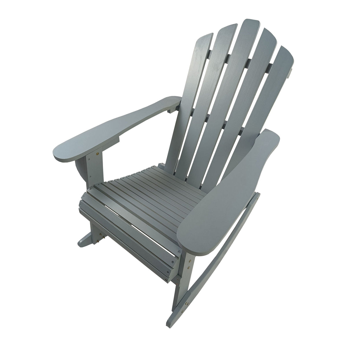 Reclining Outdoor Rocking Adirondack Chair with Populus Wood Construction - Red or Dark Gray