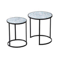 Round End Table Set of 2 with Sturdy Metal Frame - Black