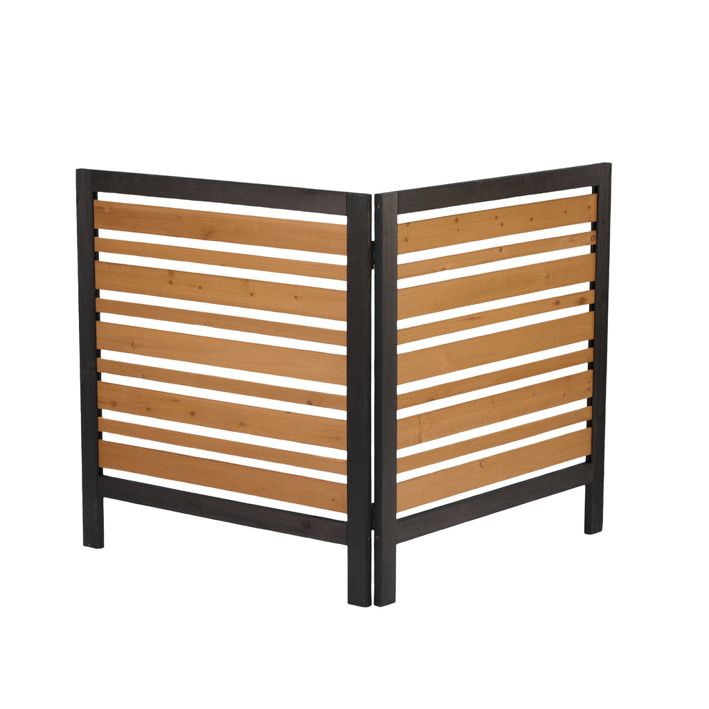 Outdoor Air Conditioner Fence Screen with Slatted Airflow - Light Brown