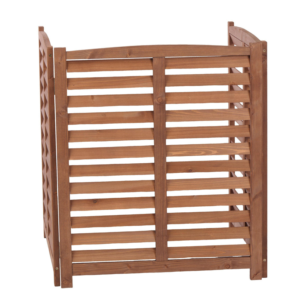 3 Panel Outdoor Wooden Air Conditioner Fence with Privacy Screen - Light Brown or Dark Gray