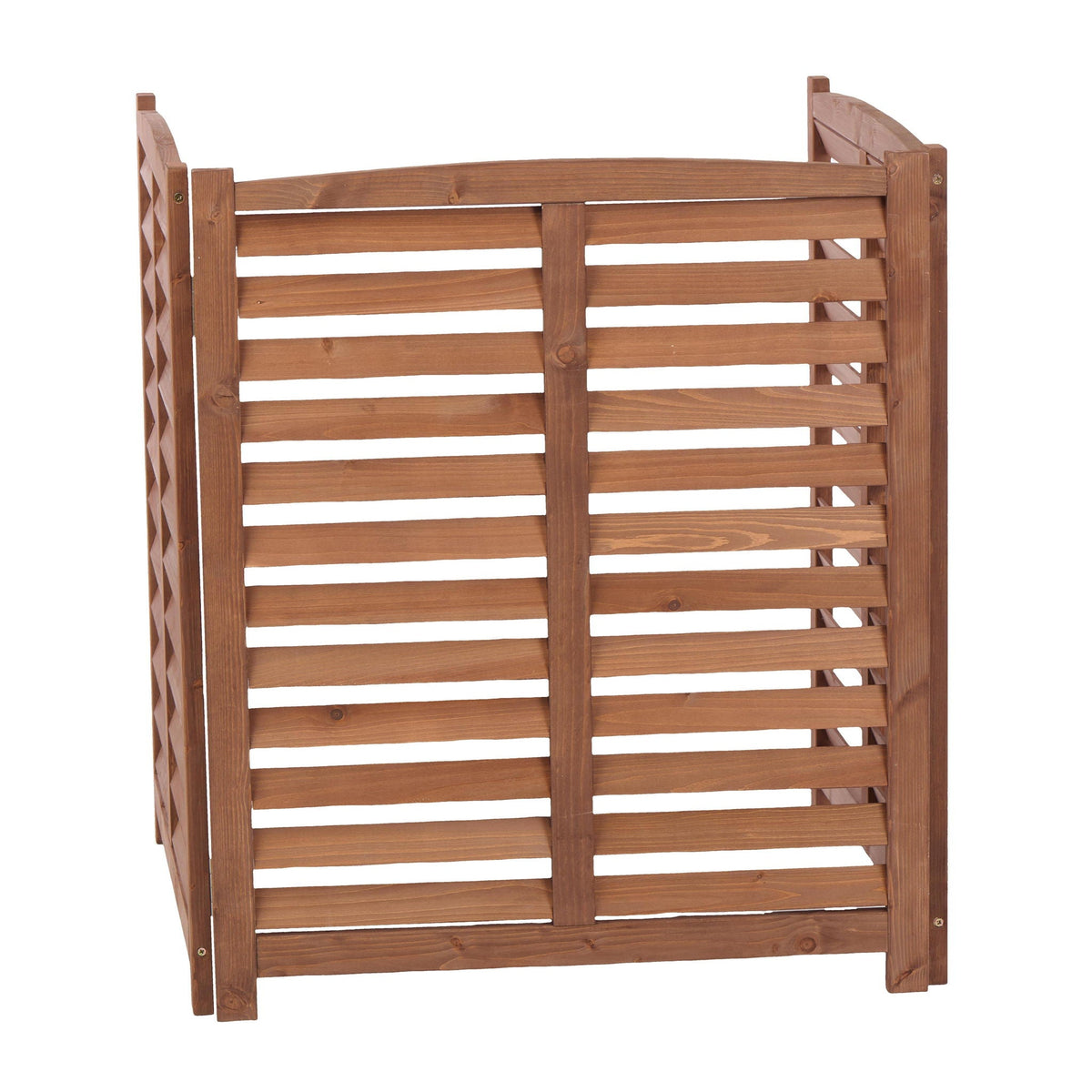3 Panel Outdoor Wooden Air Conditioner Fence with Privacy Screen - Light Brown or Dark Gray