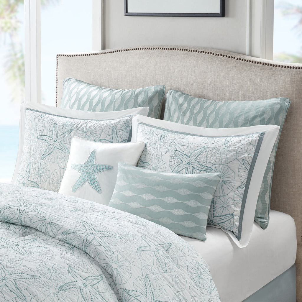 White King Duvet Cover Mini Set with Seashell Embroidery