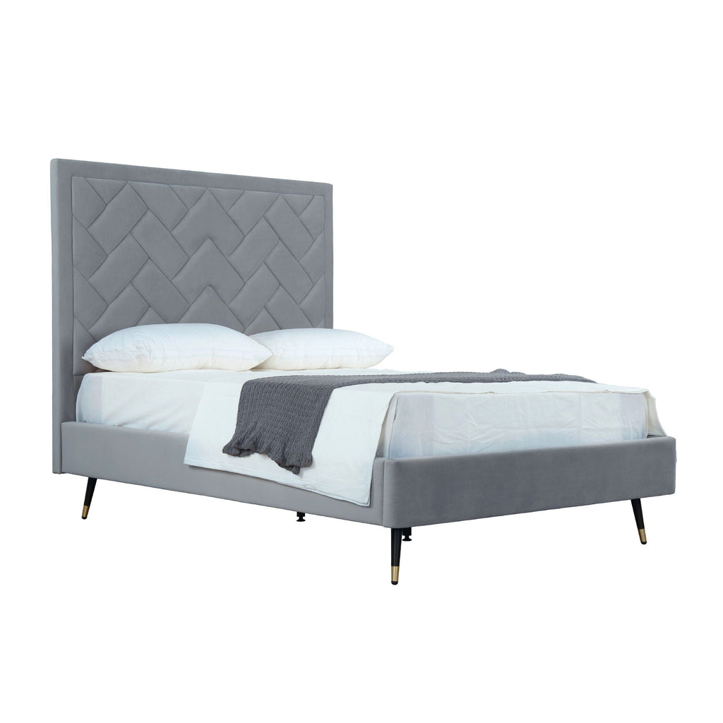 Upholstered Bed with Headboard and Slats - Multiple Colors