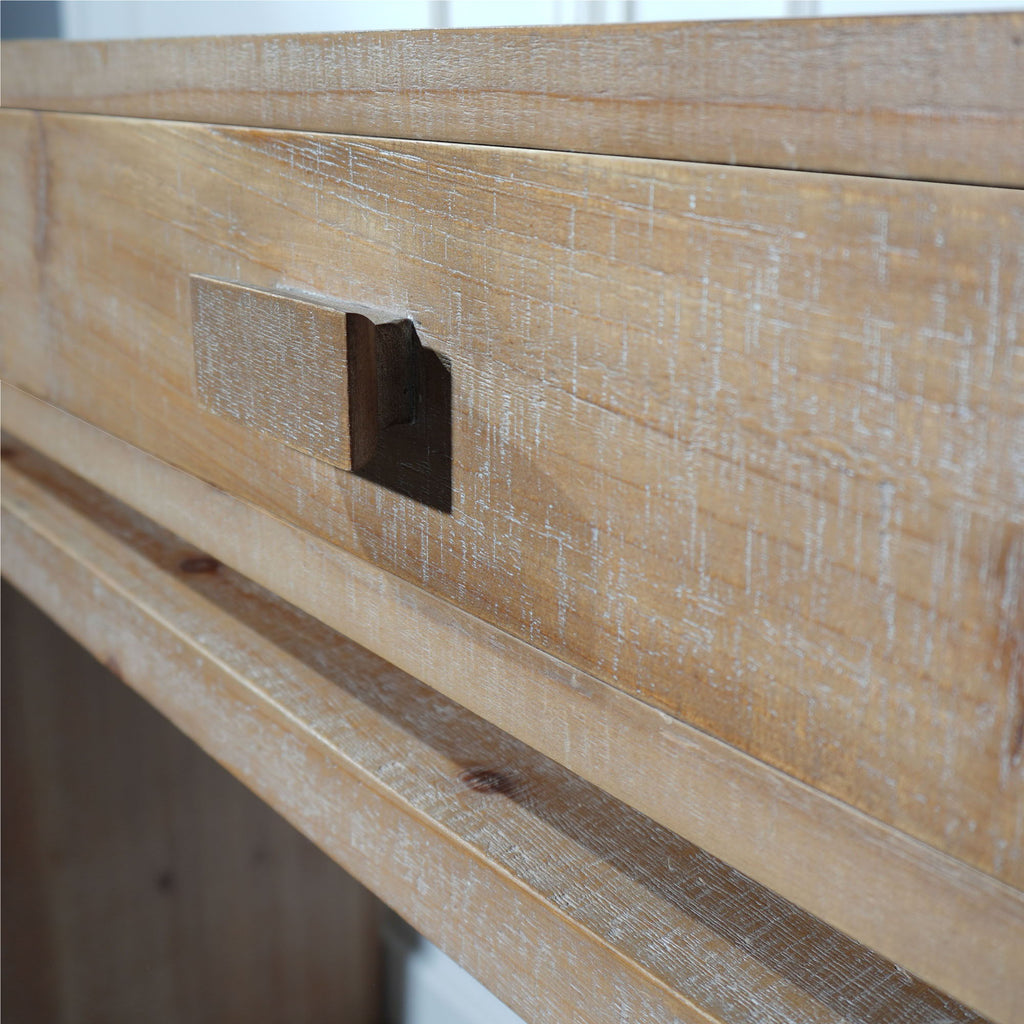 Rustic Wood Console Table with Three Drawers - Natural Finish