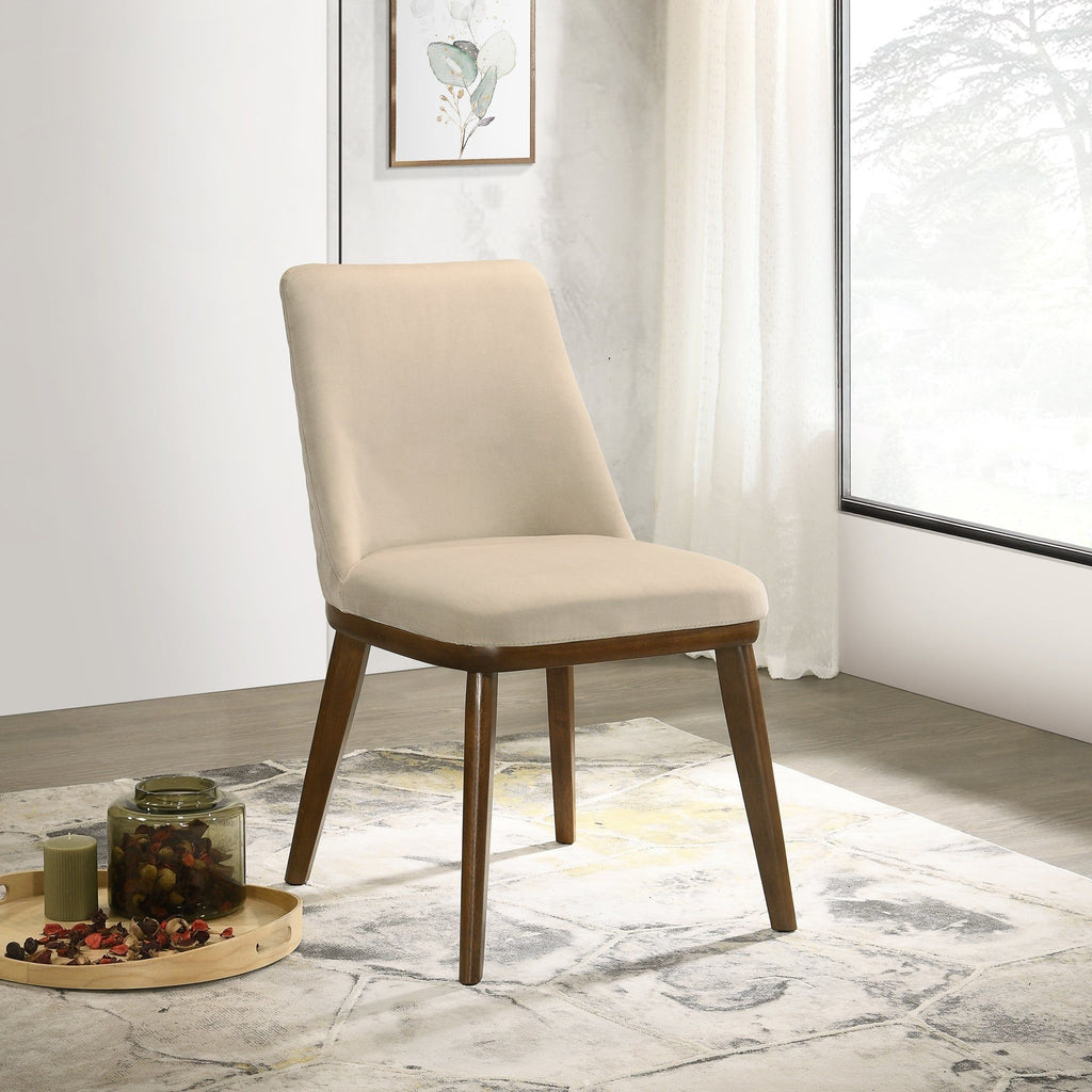 Mid-Century Dining Chair Set of 2 with Solid Wood Frame - Blue or Beige