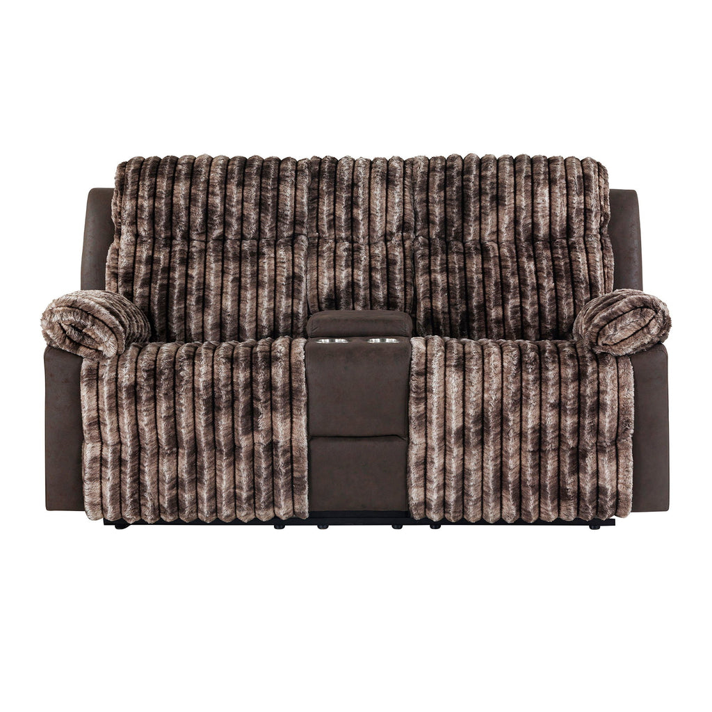 Manual Reclining Loveseat with Console - Dark Brown or Gray