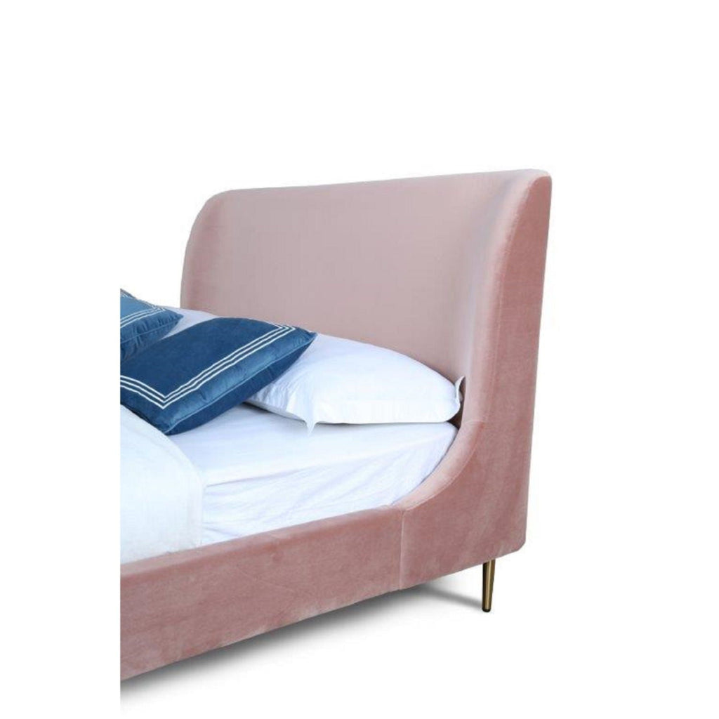 Heather Upholstered Bed with Curved Headboard - Multiple Colors