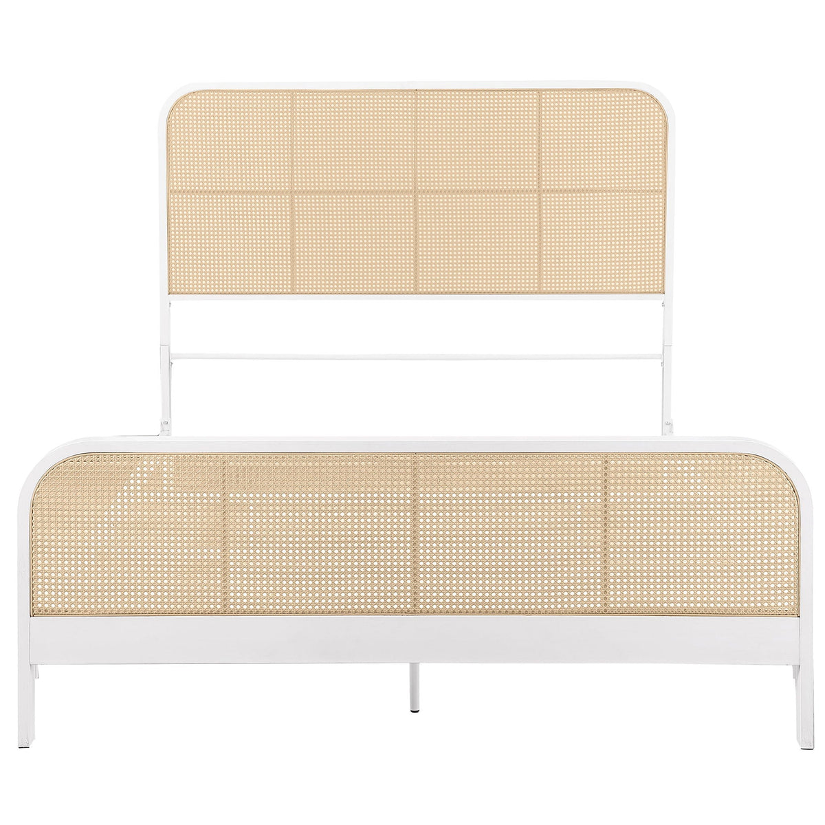Lanewood Open Cane Webbing Metal Queen Bed White