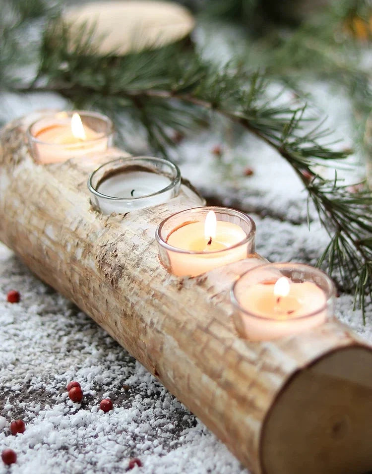 Natural Birch Log Tealight Holder