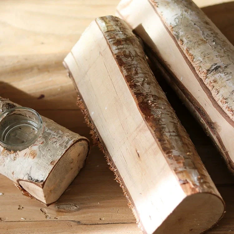 Natural Birch Log Tealight Holder