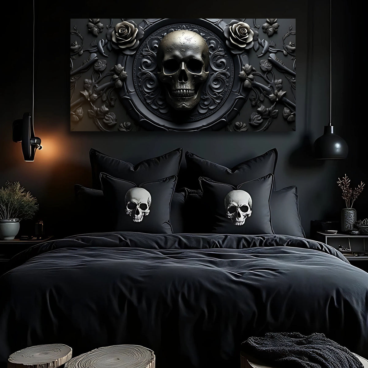 Rose and Skull Wall Art VI