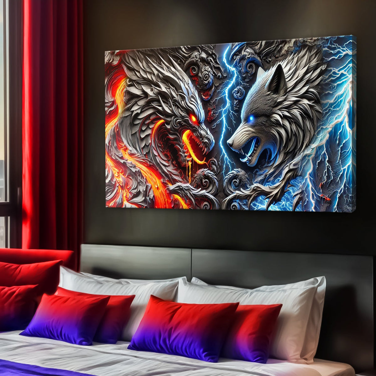 Dragon and Wolf Wall Art IV