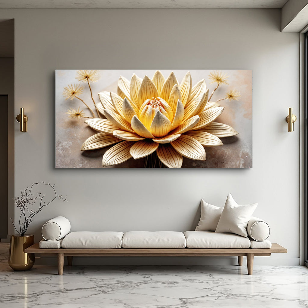 Golden Lotus Minimalist Abstract Wall Art II