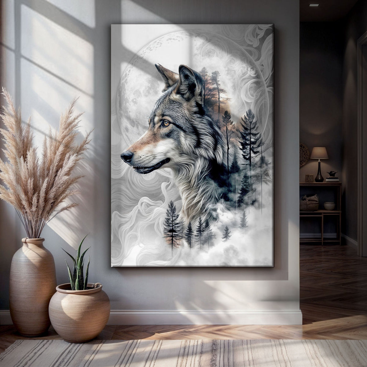 Wolf Double Exposure Wall Art