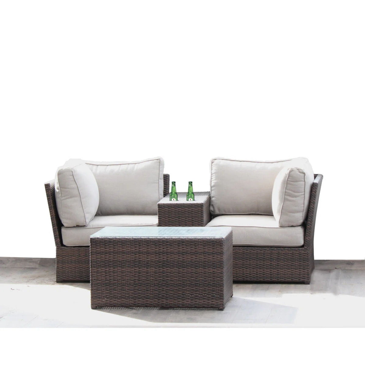 Modern Patio Rattan Sectional Set with Cushions - Multiple Colors