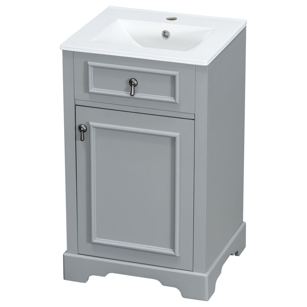 Elegant Bathroom Vanity with Ceramic Sink and Soft-Close Door - Multiple Colors
