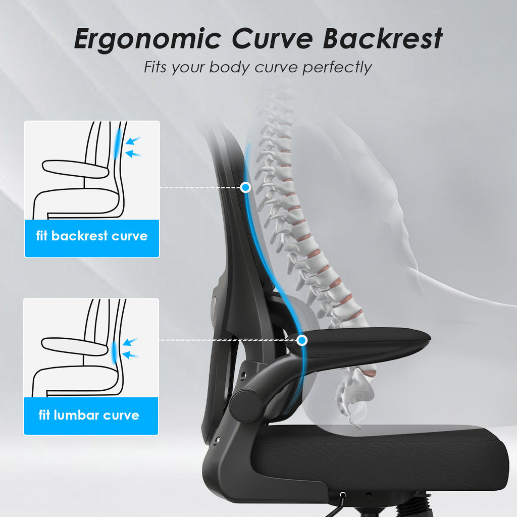 Ergonomic Mesh Office Chair with Lumbar Support - Black