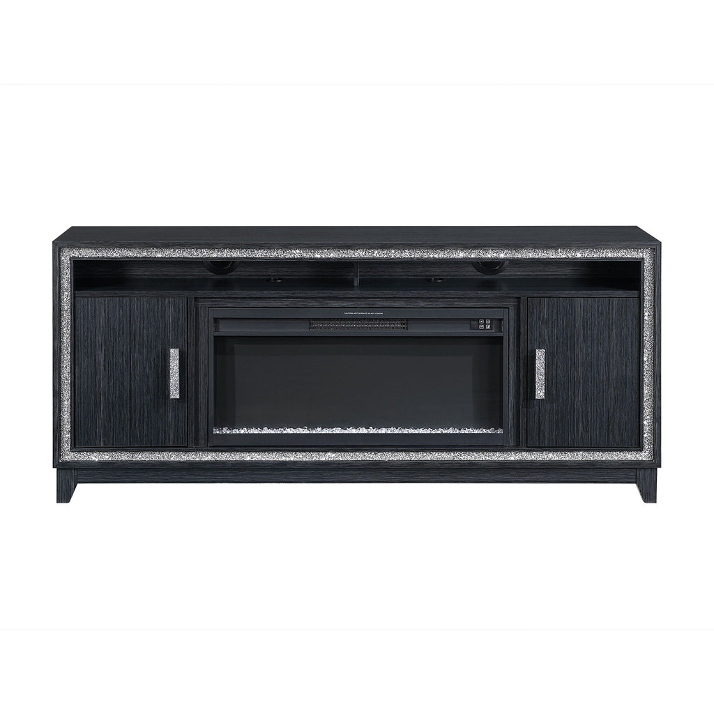 Fireplace TV Stand with Adjustable Temperature and LED Options - Dark Gray or White