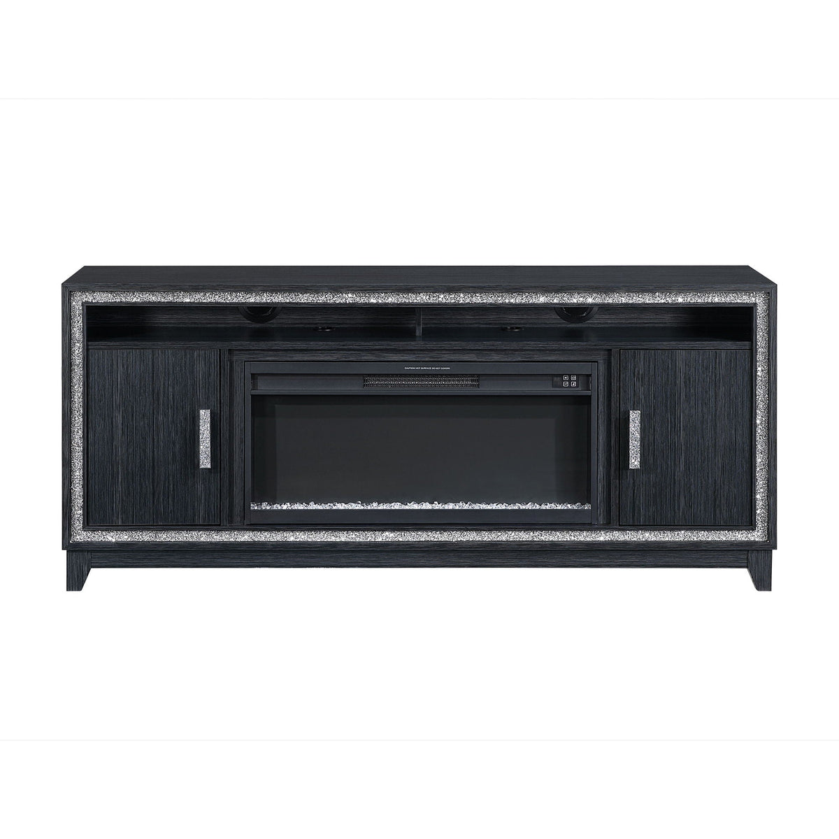 Fireplace TV Stand with Adjustable Temperature and LED Options - Dark Gray or White