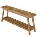 Extra Long Console Table with 2-Tier Open Storage - Farmhouse Style - Brown