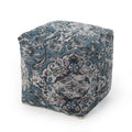 Blue Square Pouf Ottoman with Polystyrene Bead Filling - 16"
