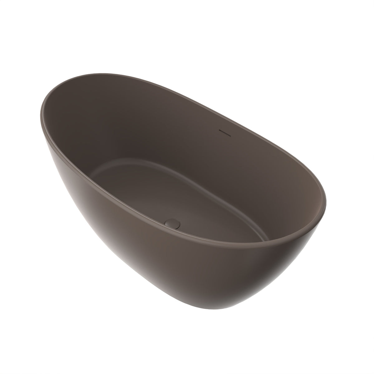 61 Inch Freestanding Solid Surface Soaking Bathtub with Matte Finish - Cream