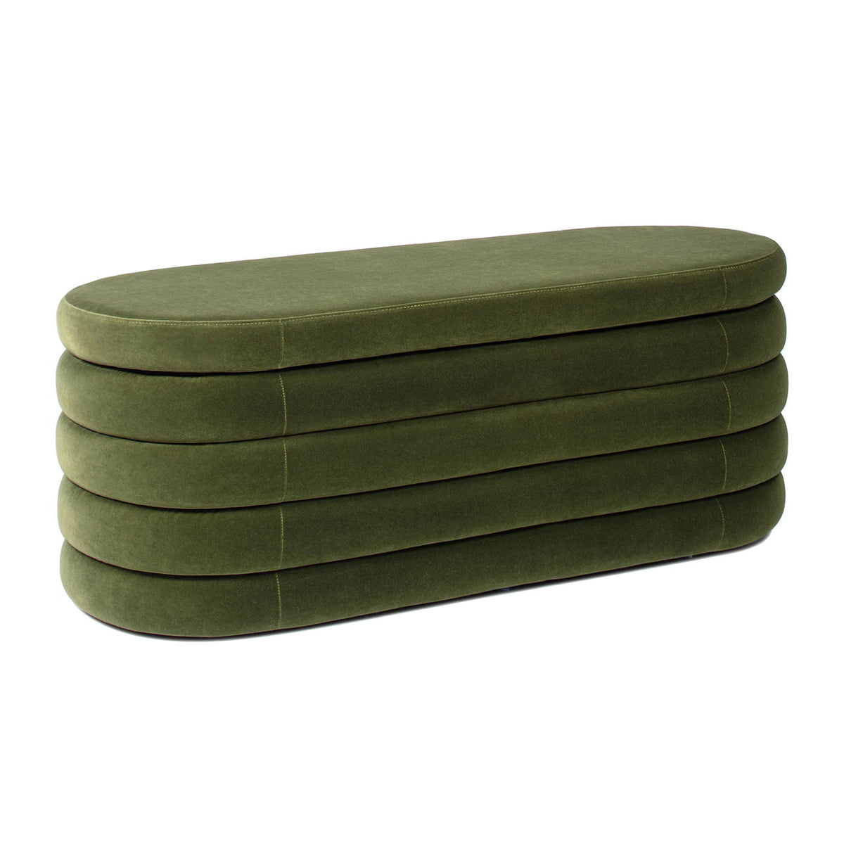 Upholstered Oval Storage Bench with Hidden Storage - Black, White or Dark Green